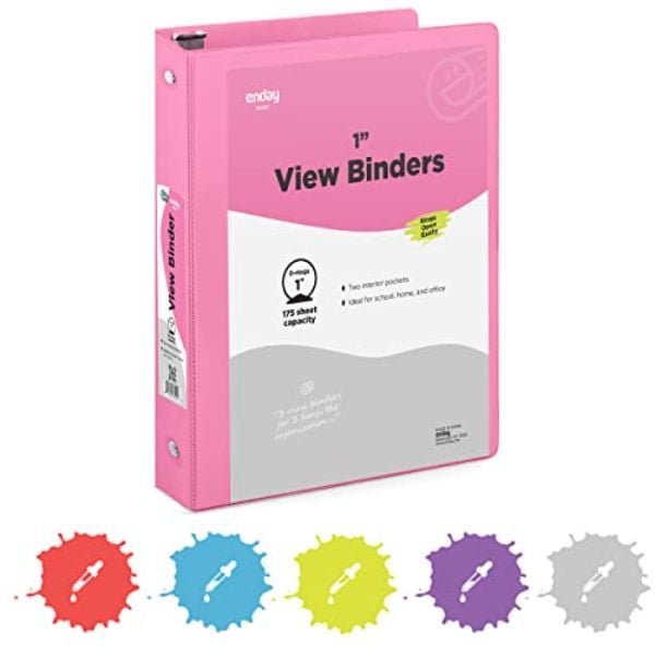 No.0501 1 in. Ring View Binder with 2-Pockets, Pink - Pack of 24