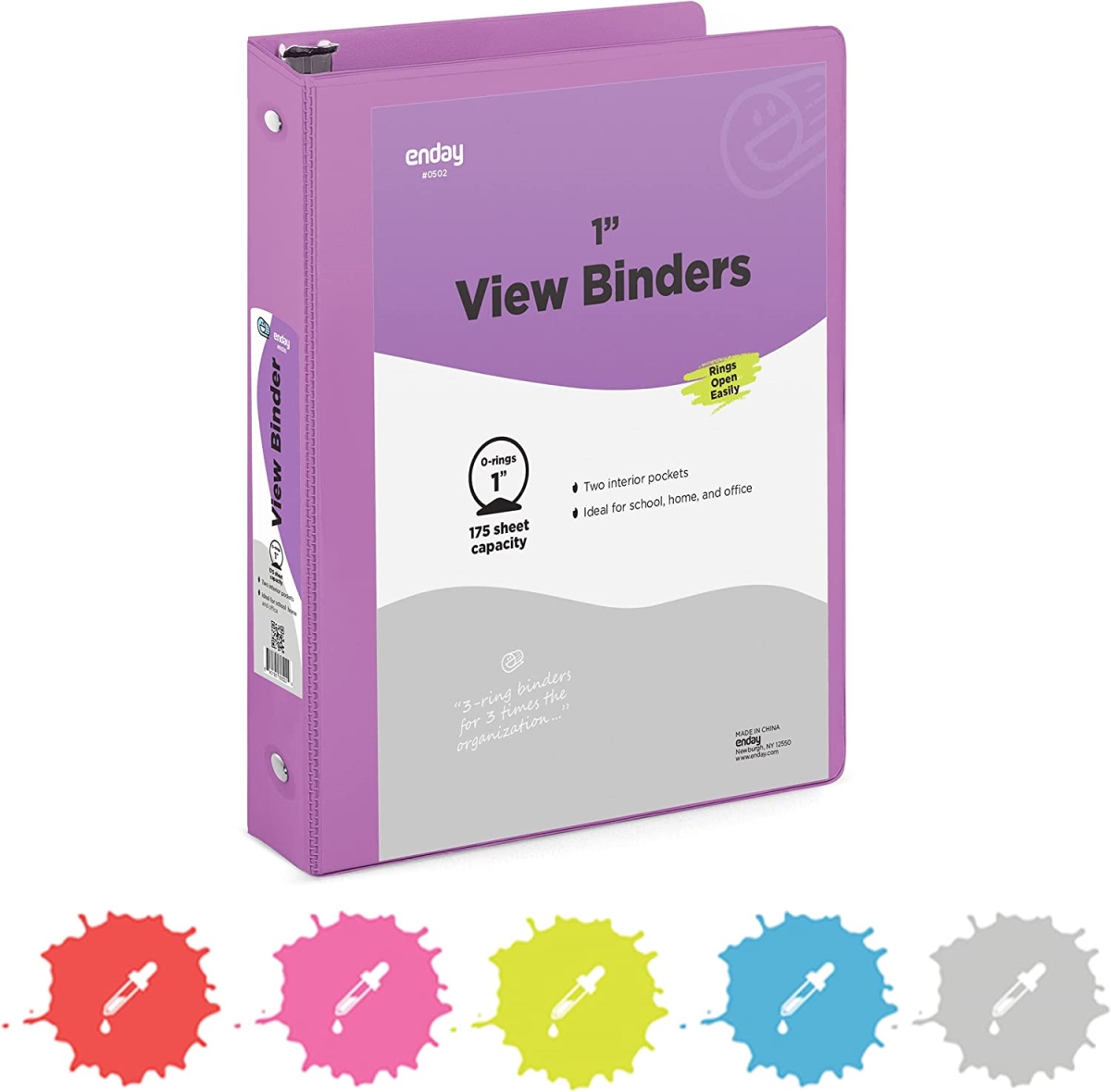 No.0502 1 in. Ring View Binder with 2-Pockets, Purple - Pack of 24