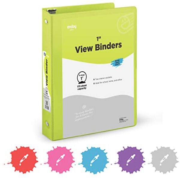 No.0503 1 in. Ring View Binder with 2-Pockets, Green - Pack of 24