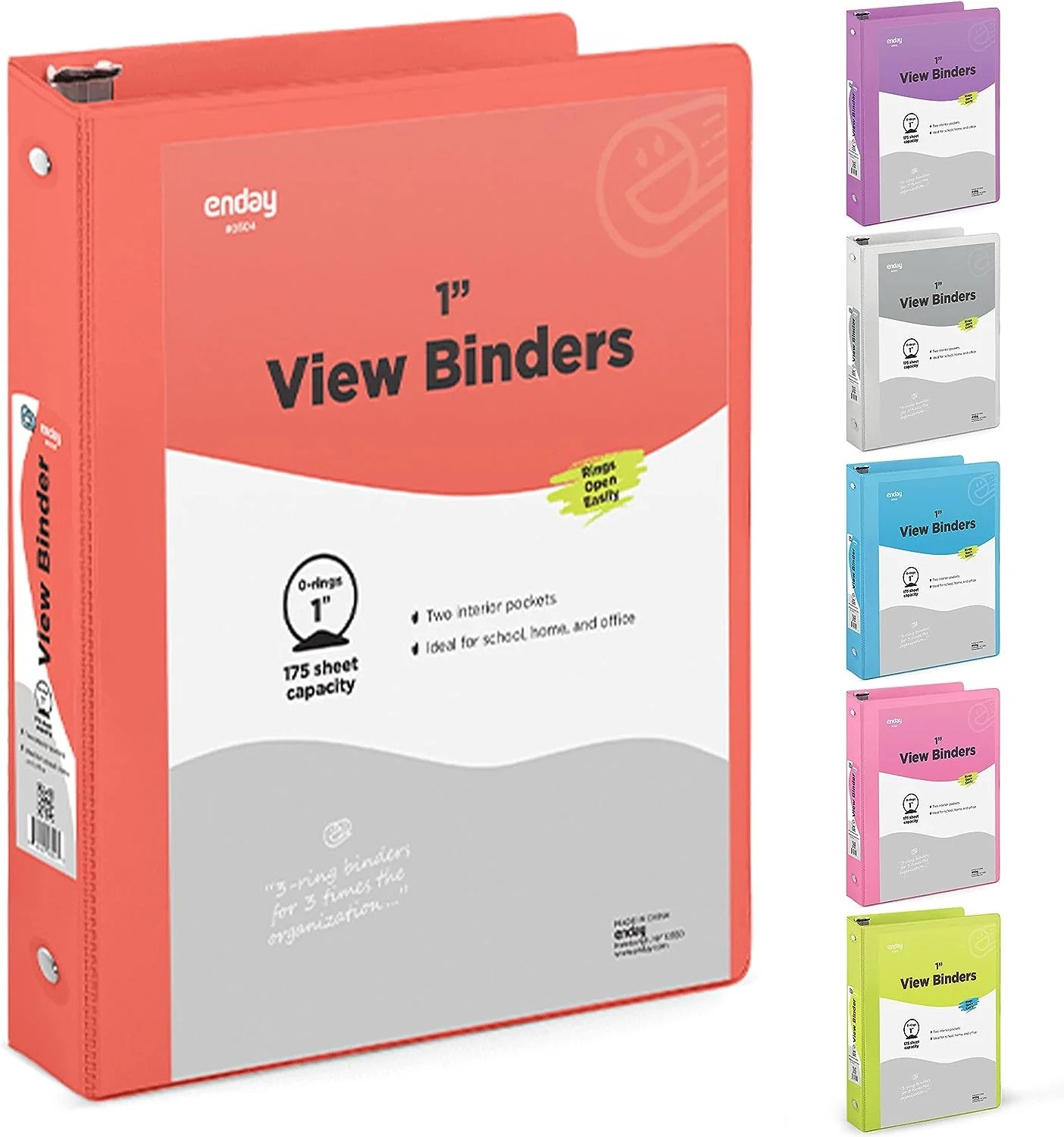 No.0504 1 in. Ring View Binder with 2-Pockets  Red