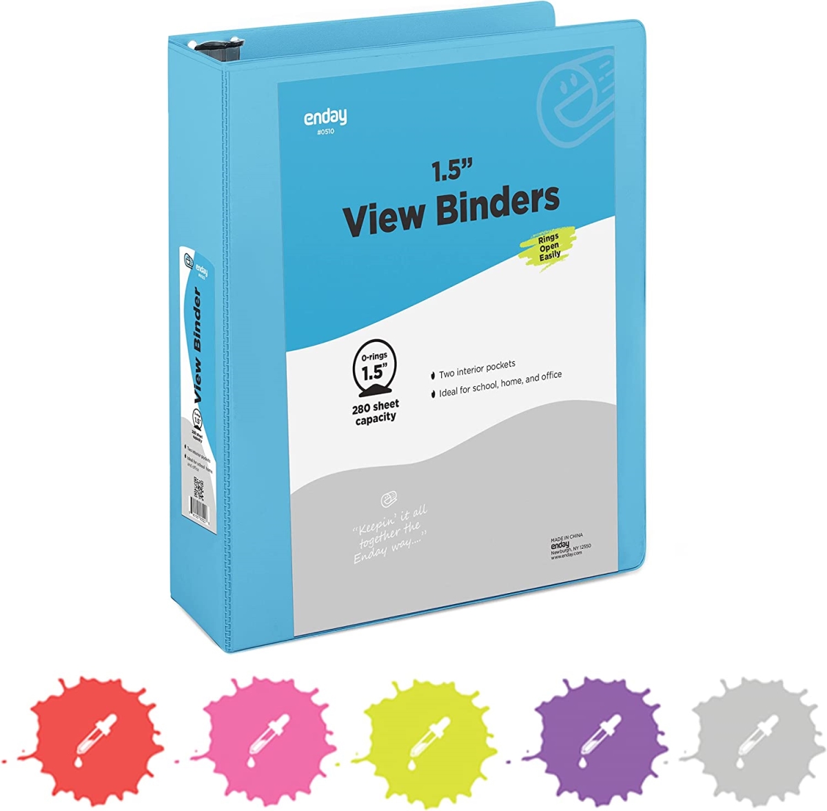 No.0510 1.5 in. 3-Ring View Binder with 2-Pockets, Blue - Pack of 12
