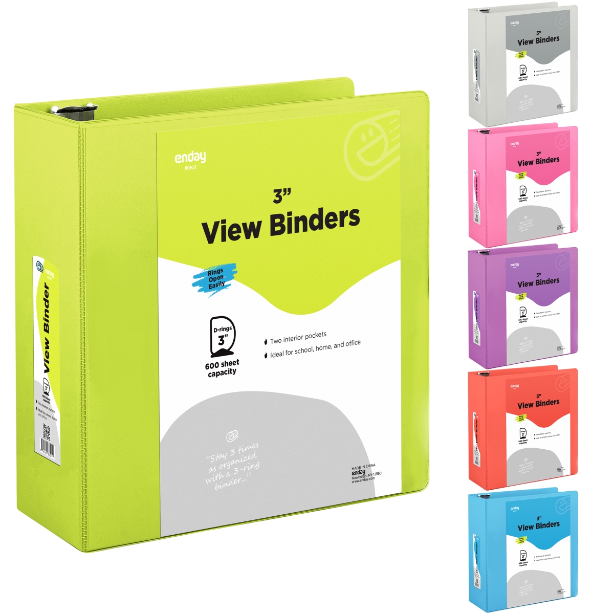 No.0515 2 in. Slant-D Ring View Binder with 2 Pockets, Green - Pack of 12