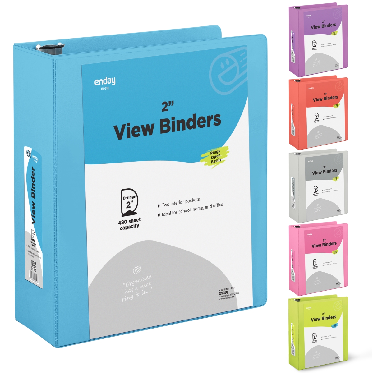 No.0516 2 in. Slant-D Ring View Binder with 2 Pockets, Blue - Pack of 12