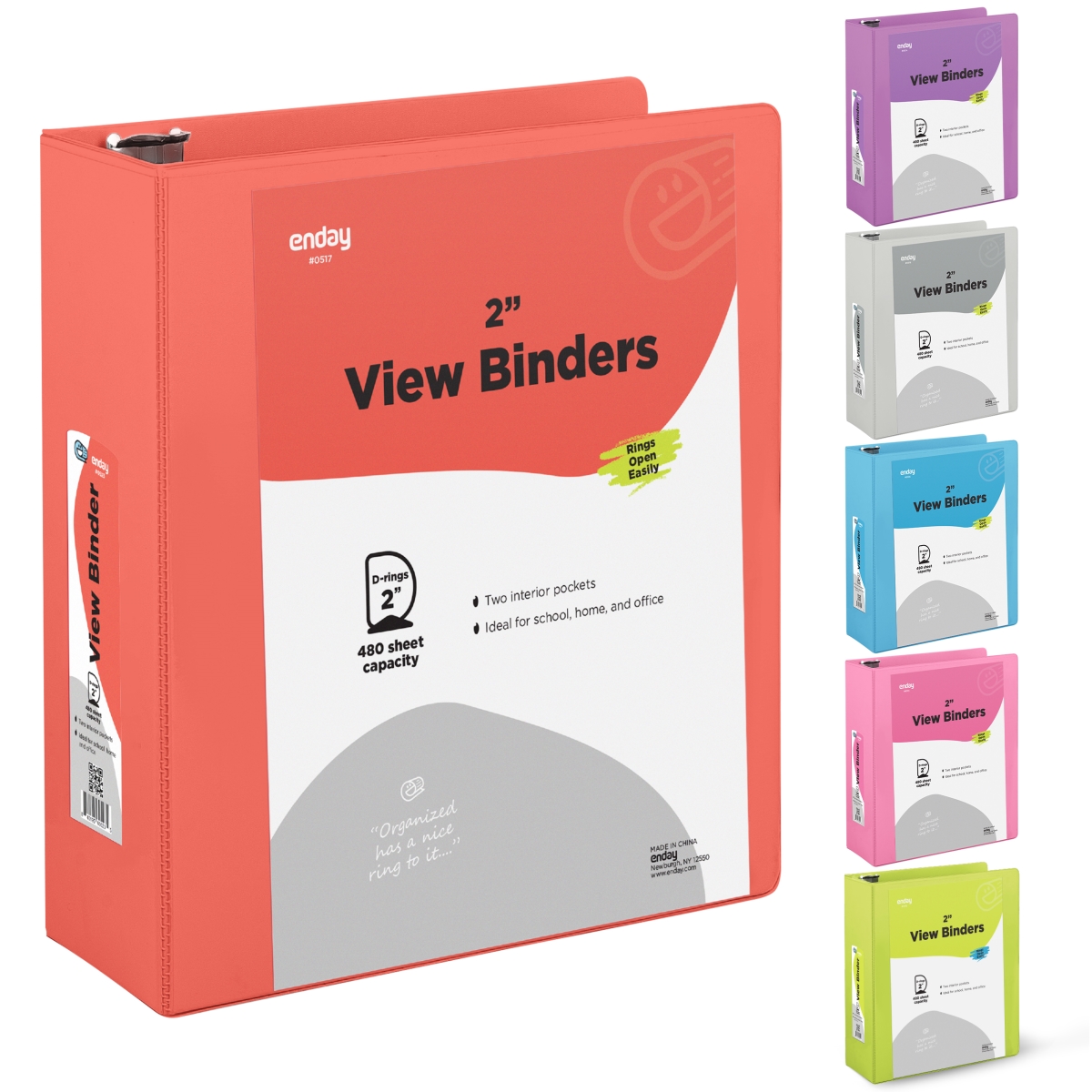 No.0517 2 in. Slant-D Ring View Binder with 2 Pockets, Red - Pack of 12