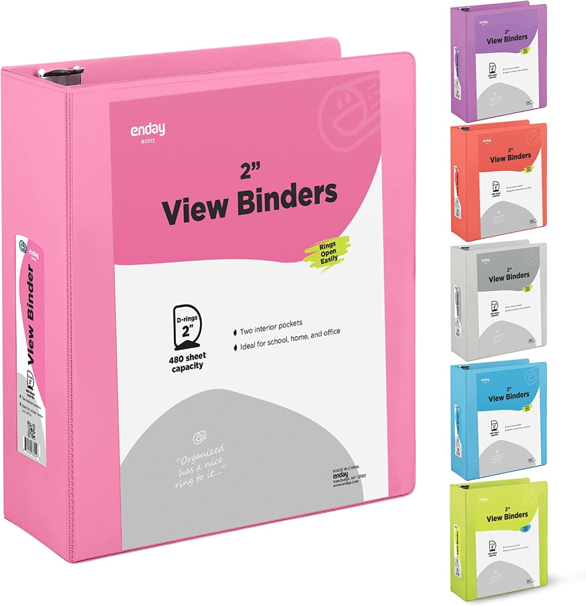 No.0519 3 in. Slant-D Ring View Binder with 2 Pockets, Pink - Pack of 12