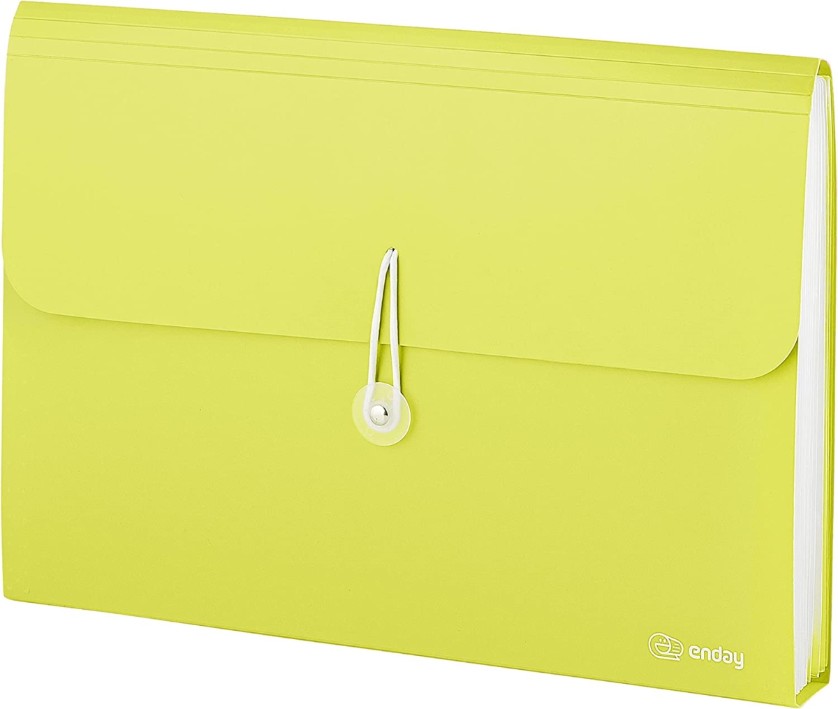 No.0526 13-Pocket Letter Size Poly Expanding File, Green - Pack of 12