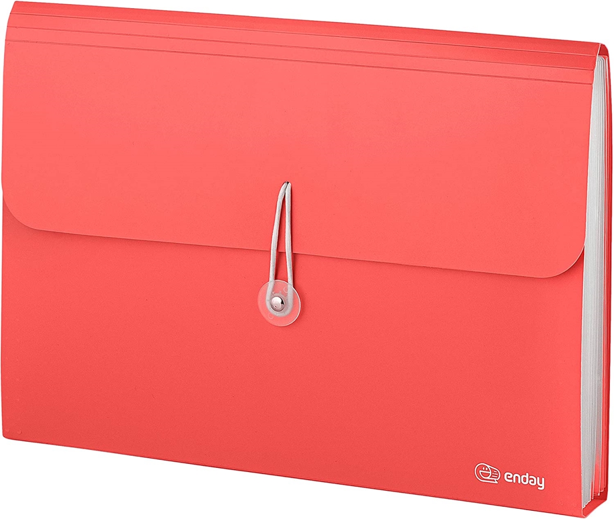1No.0528 13-Pocket Letter Size Poly Expanding File, Red - Pack of 12