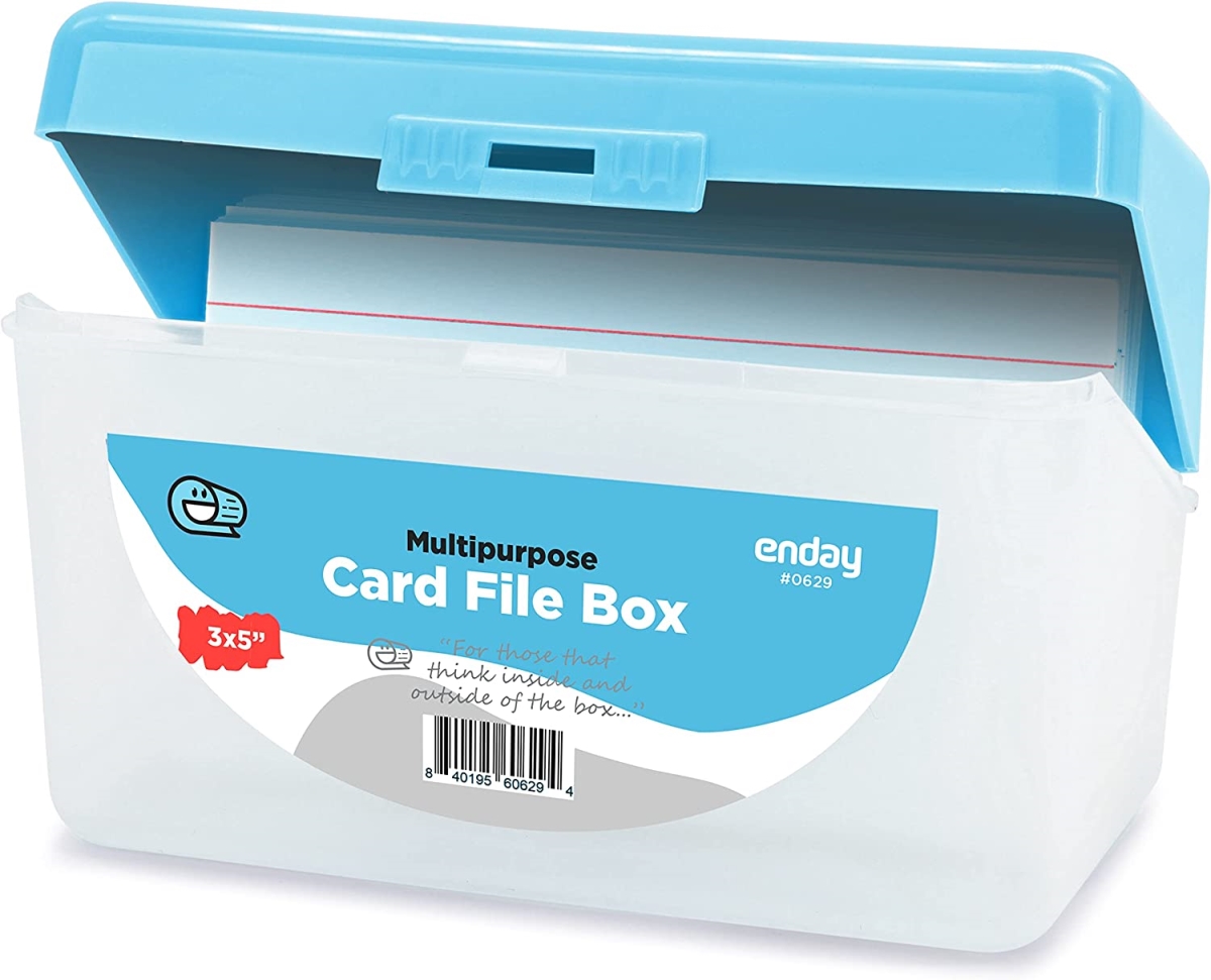No.0632 3 x 5 in. Multi-Purpose Card File Box, Blue - Pack of 36