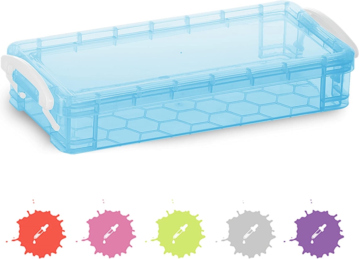 No.0667 Stackable Plastic Pencil Case, Blue - Pack of 80