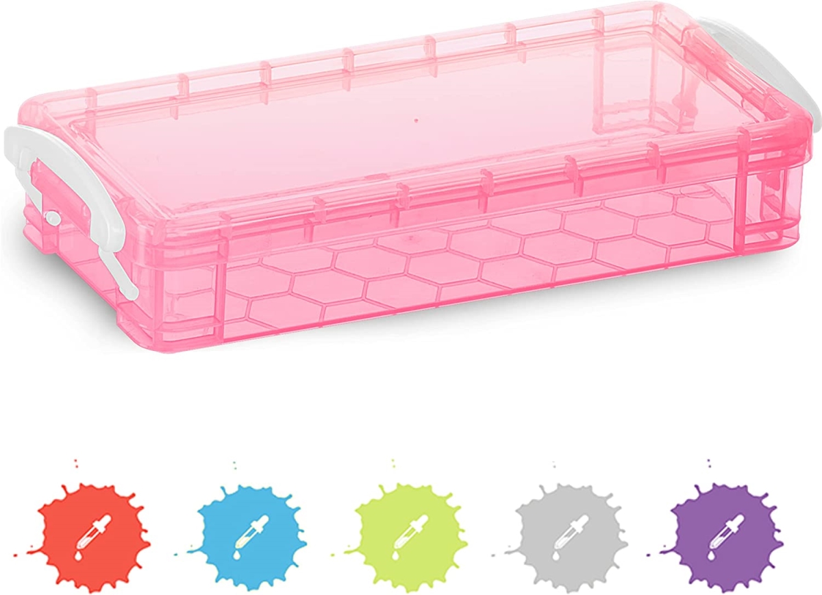 No.0668 Stackable Plastic Pencil Case, Pink - Pack of 80