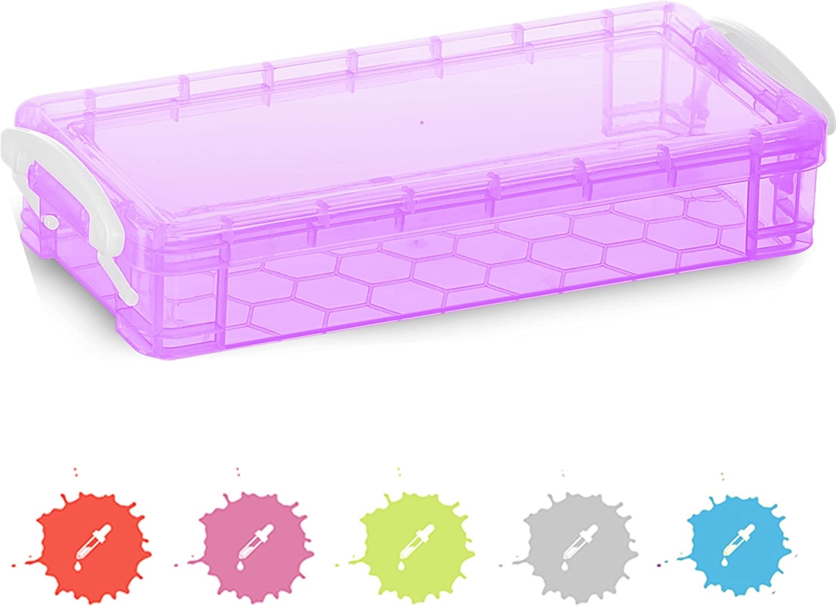 No.0669 Stackable Plastic Pencil Case, Purple - Pack of 80