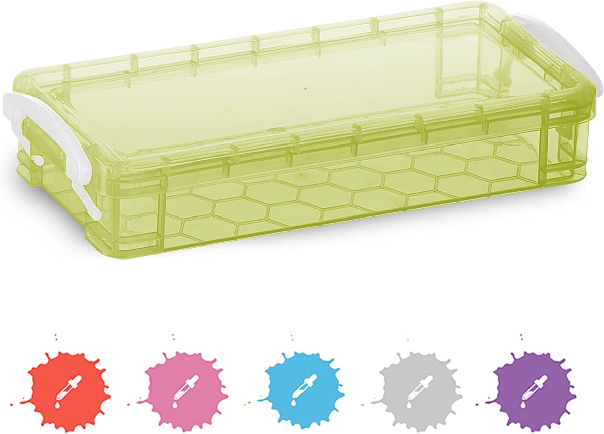 No.0670 Stackable Plastic Pencil Case, Green - Pack of 80