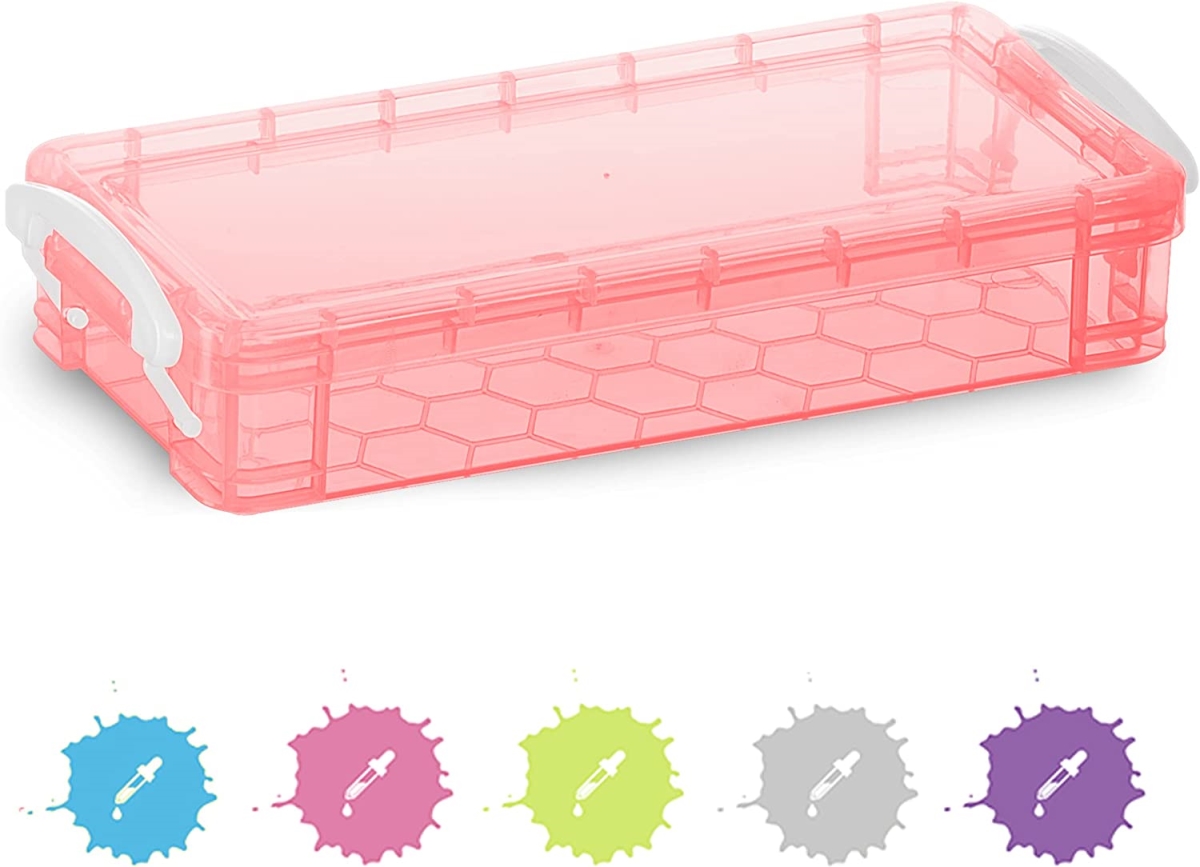 No.0671 Stackable Plastic Pencil Case, Red - Pack of 80