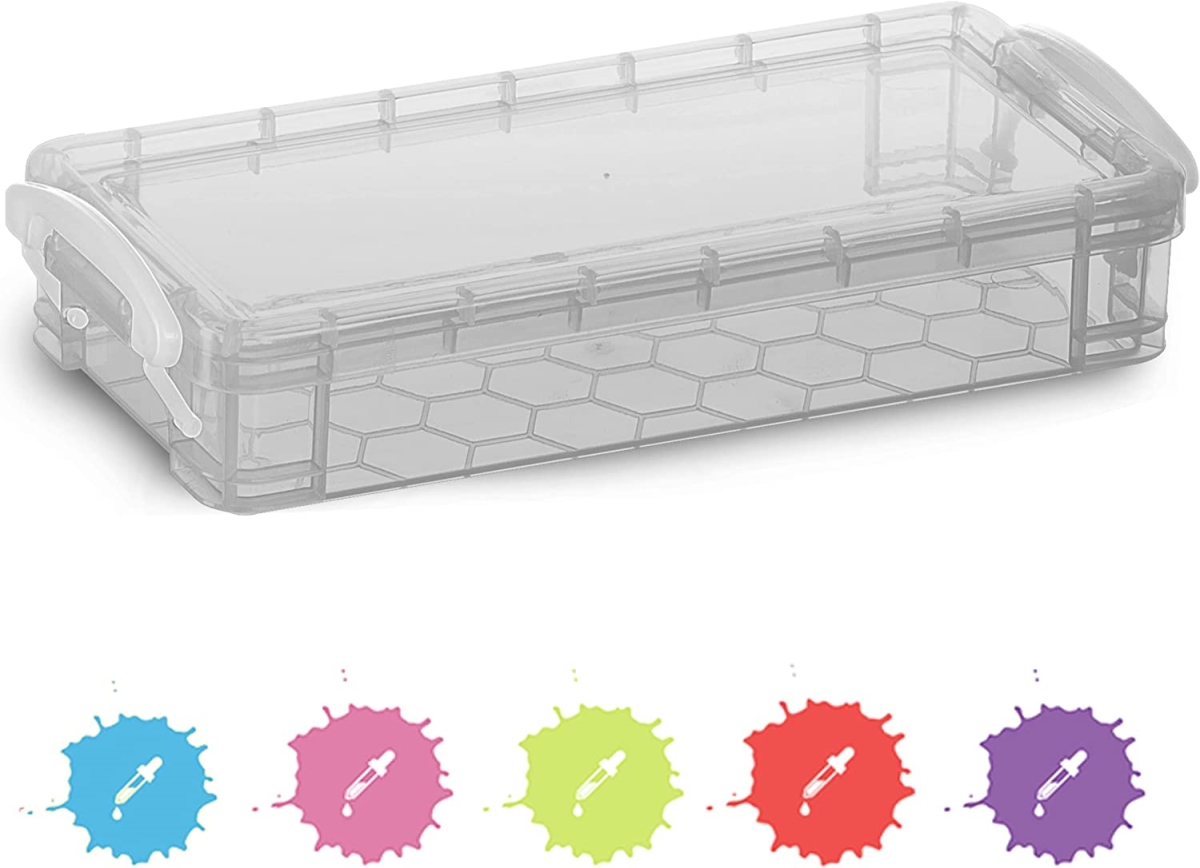 No.0672 Stackable Plastic Pencil Case, Gray - Pack of 80