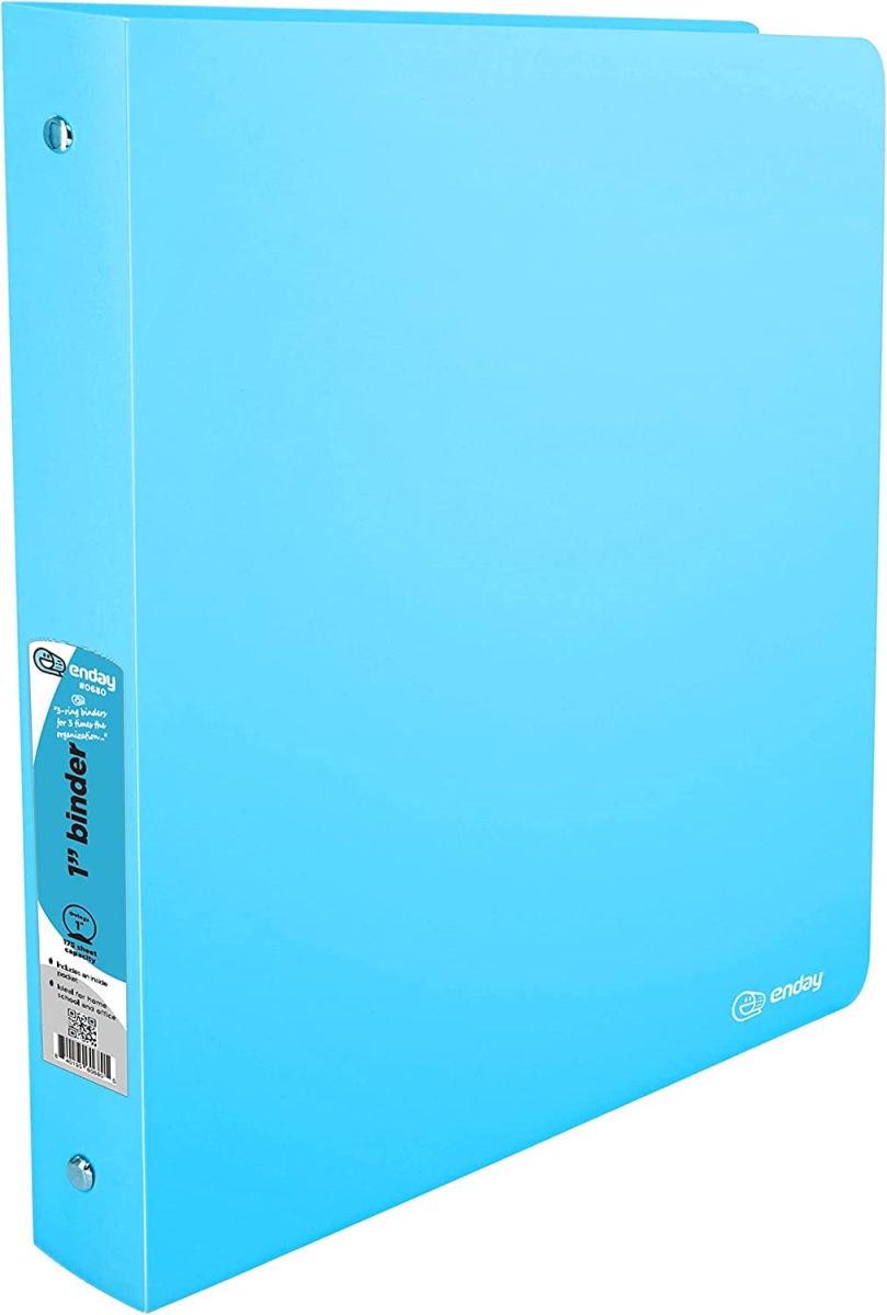 No.0680 1 in. Matte Bright Color Poly 3-Ring Binder with Pocket, Blue - Pack of 48
