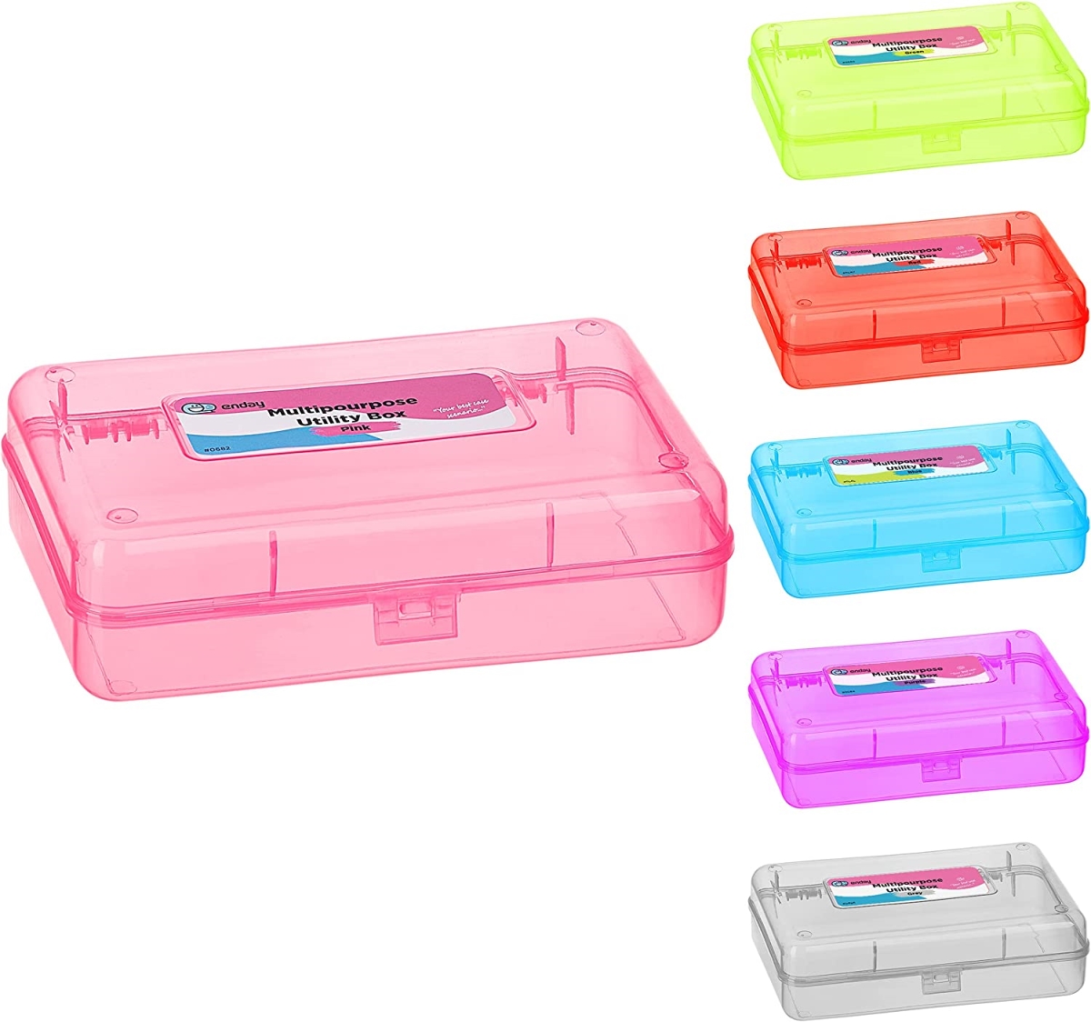 No.0682 Bright Color Multipurpose Utility Box, Pink - Pack of 24