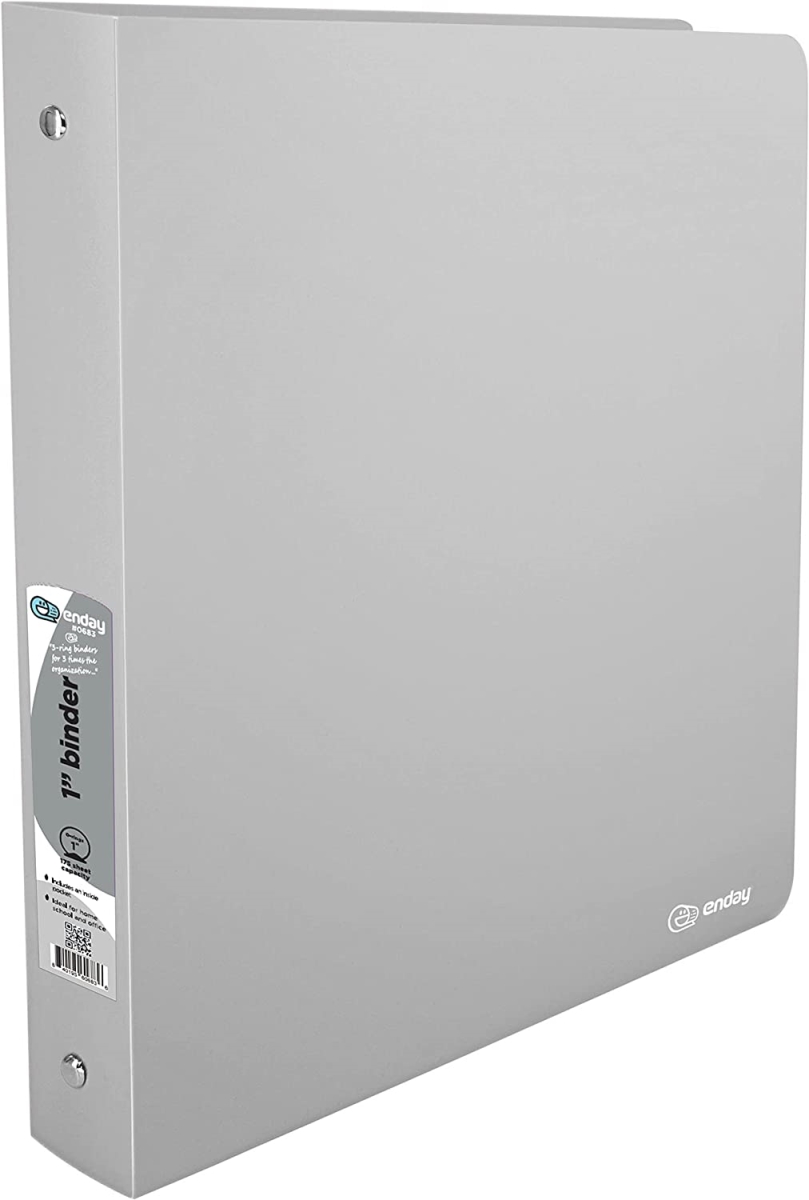 No.0683 1 in. Matte Bright Color Poly 3-Ring Binder with Pocket, Gray - Pack of 48