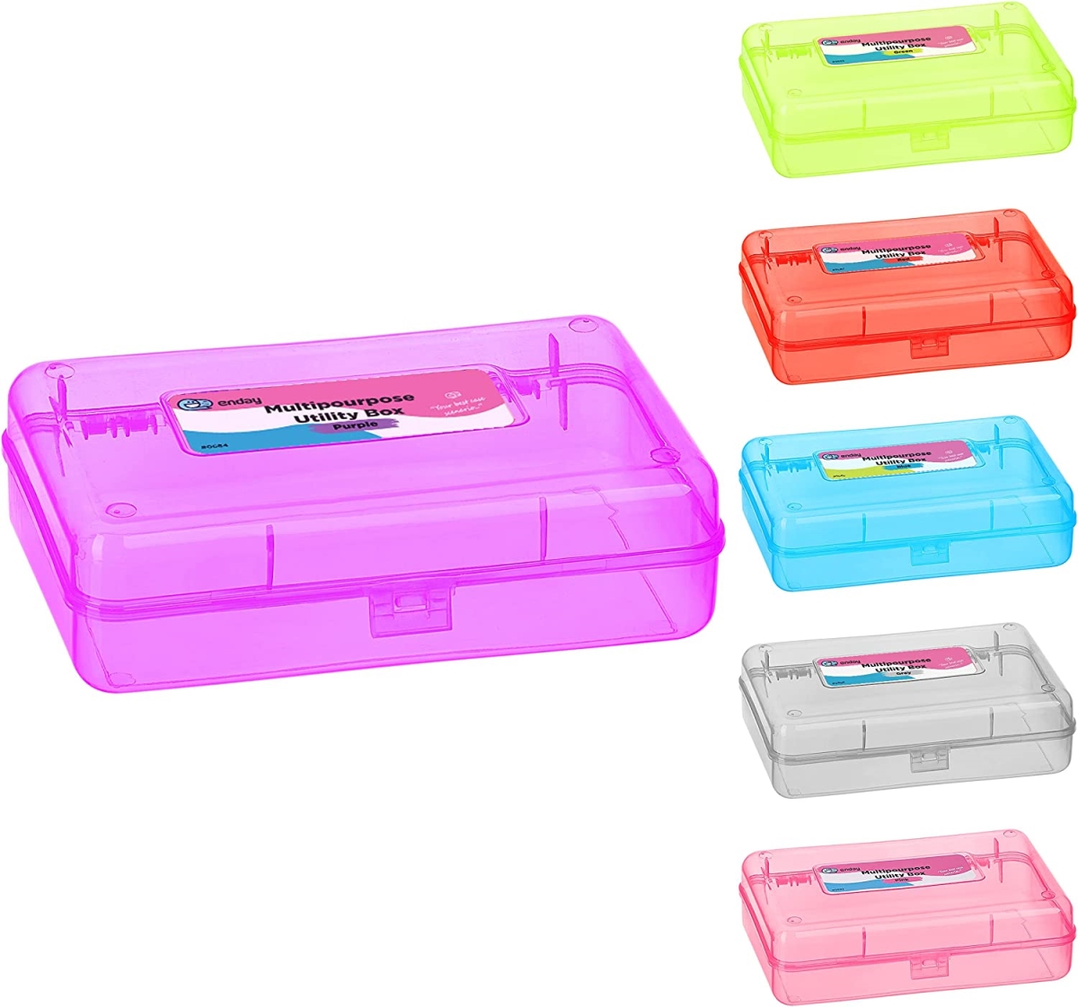 No.0684 Bright Color Multipurpose Utility Box, Purple - Pack of 24