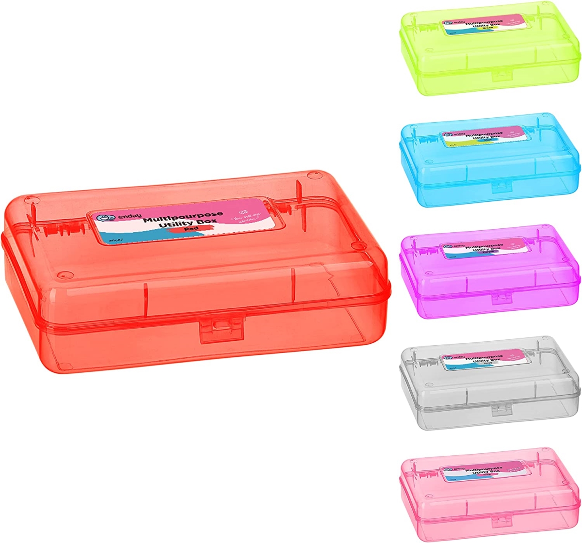 No.0687 Bright Color Multipurpose Utility Box, Red - Pack of 24