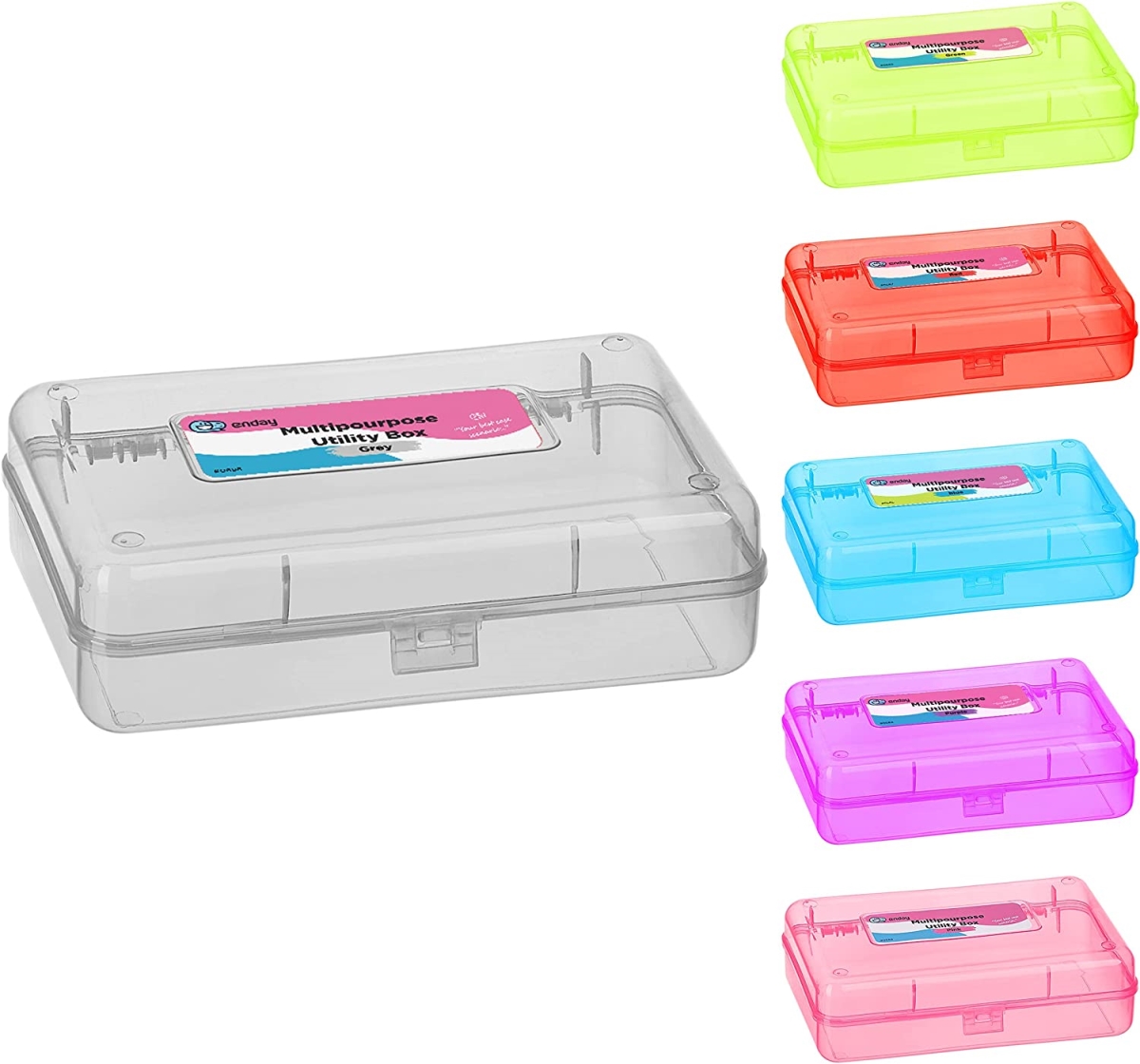 No.0688 Bright Color Multipurpose Utility Box, Gray - Pack of 24