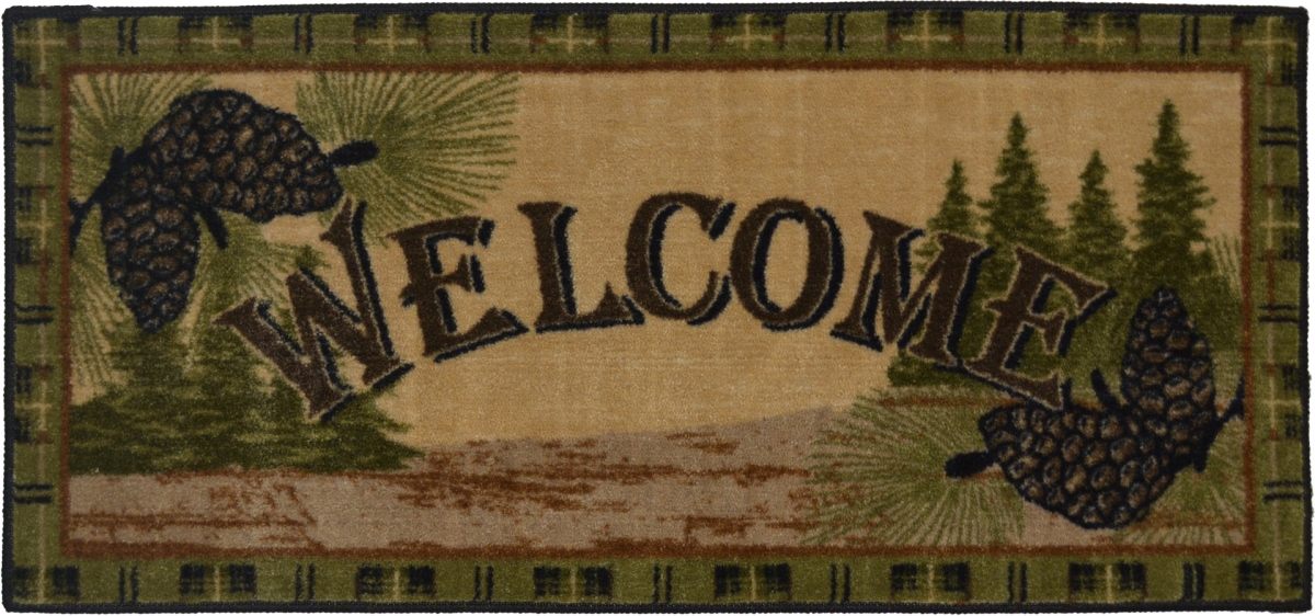 20 x 44 in. Cozy Cabin Forest Welcome Printed Nylon Kitchen Mat & Rug