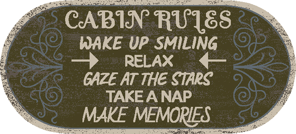 Picture of Mayberry Rug CC10513 20X44 20 x 44 in. Oval Cozy Cabin Cabin Rules Printed Nylon Kitchen Mat & Rug
