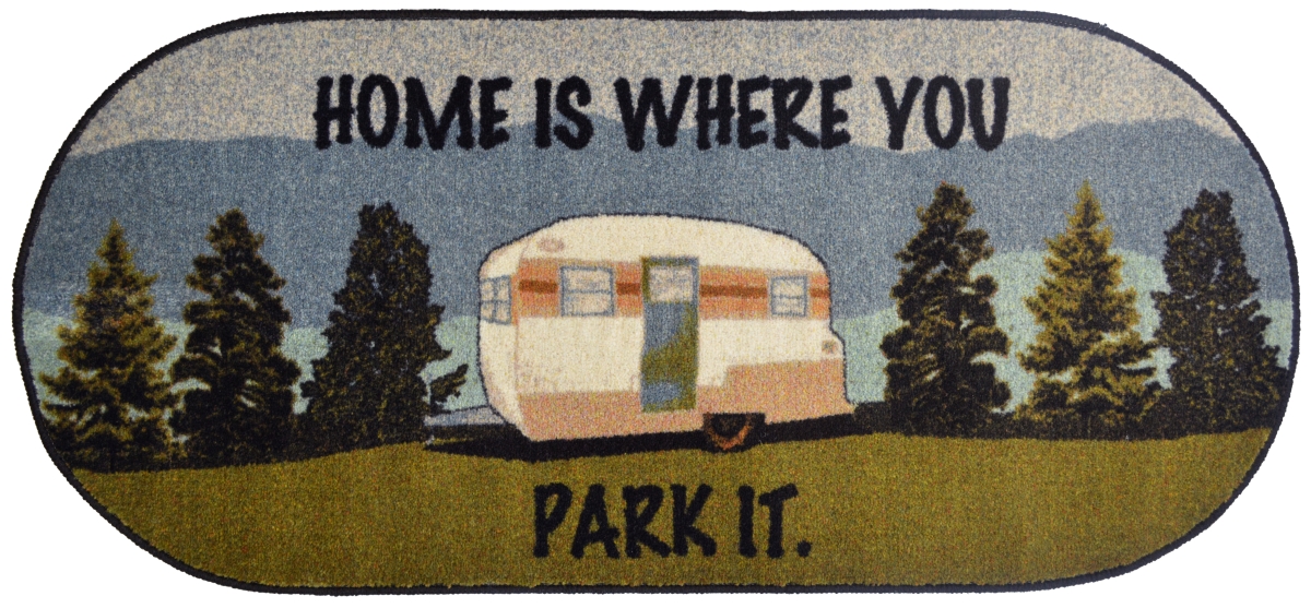 Picture of Mayberry Rug CC10431 20X44 20 x 44 in. Oval Cozy Cabin Home is Where You Park It Printed Nylon Kitchen Mat & Rug