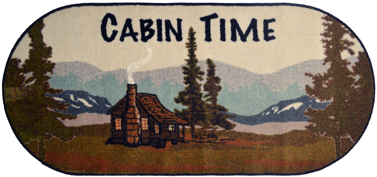 Picture of Mayberry Rug CC10435 20X44 20 x 44 in. Oval Cozy Cabin Cabin Time Printed Nylon Kitchen Mat & Rug