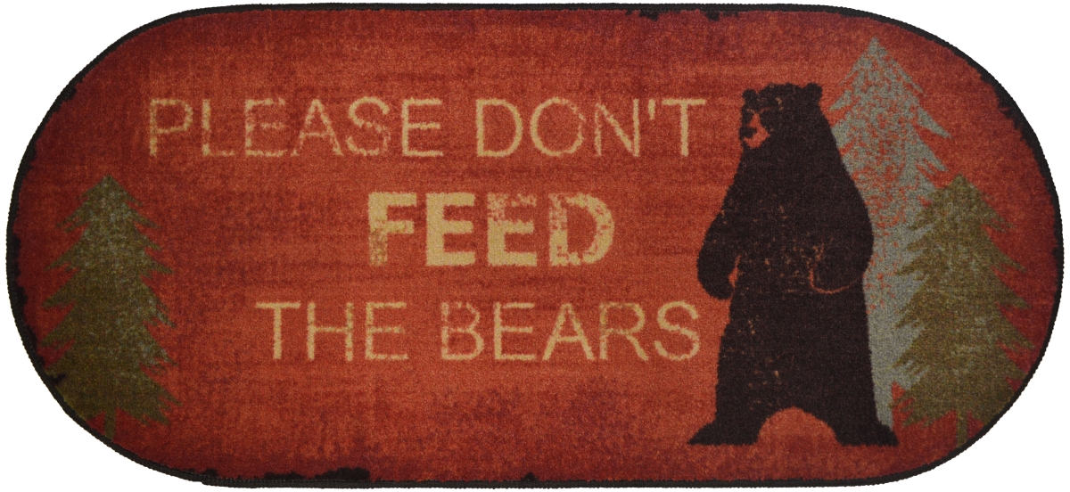 Picture of Mayberry Rug CC10450 20X44 20 x 44 in. Oval Cozy Cabin Don ft. t Feed The Bears Printed Nylon Kitchen Mat & Rug