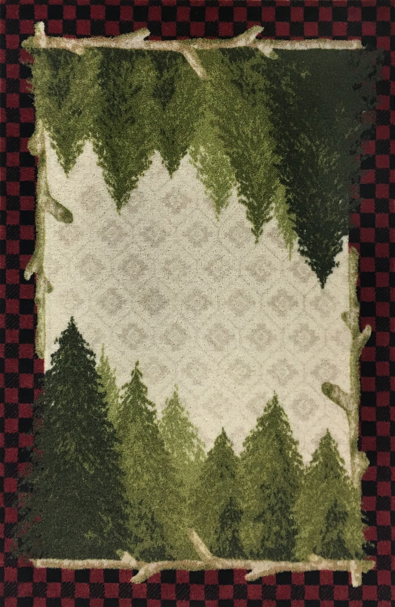 30 x 46 in. Cozy Cabin Pine Plaid Printed Nylon Kitchen Mat & Rug