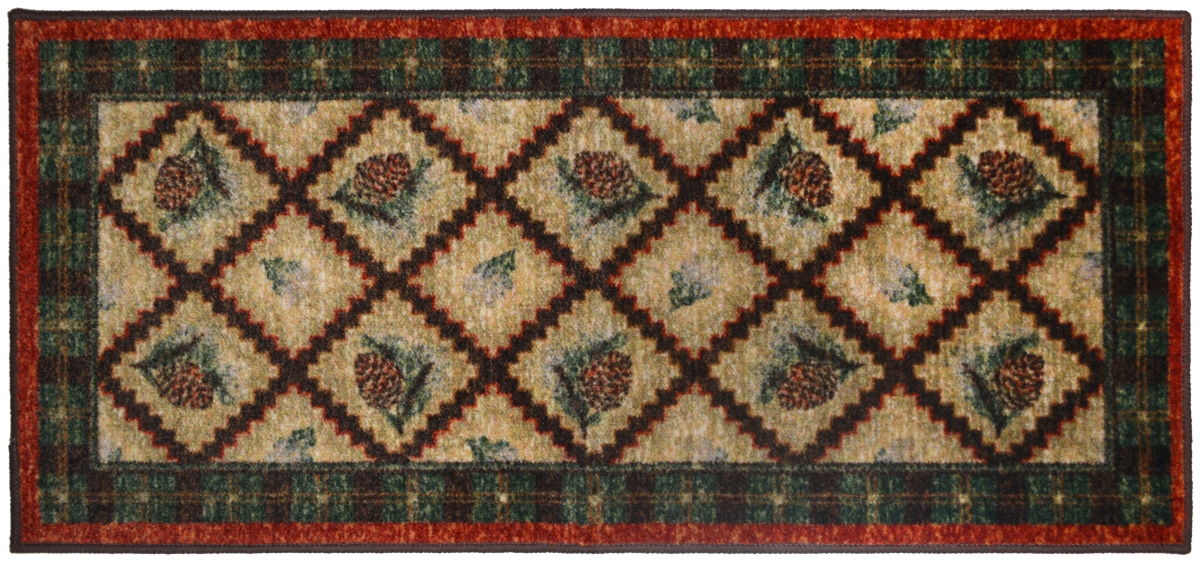 30 x 46 in. Cozy Cabin Pleasant Pine Printed Nylon Kitchen Mat & Rug
