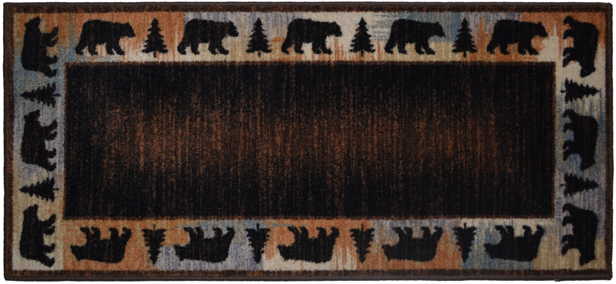 30 x 46 in. Cozy Cabin Bear Spear Printed Nylon Kitchen Mat & Rug