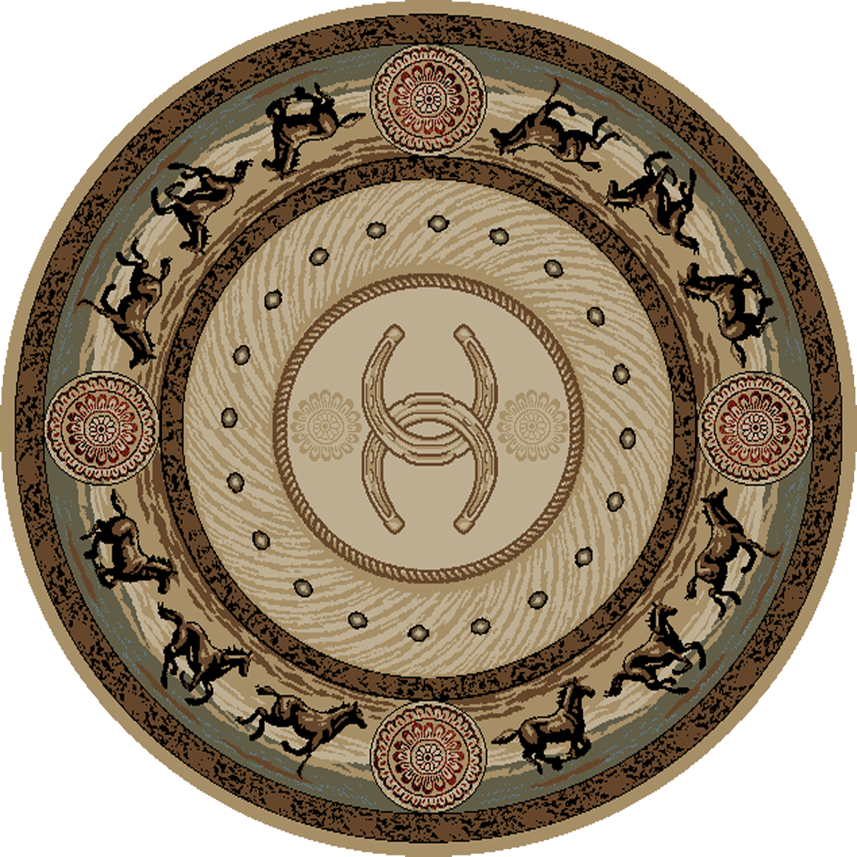 5 ft. 3 in. x 5 ft. 3 in. Round American Destination Cheyenne Area Rug - Multi Color