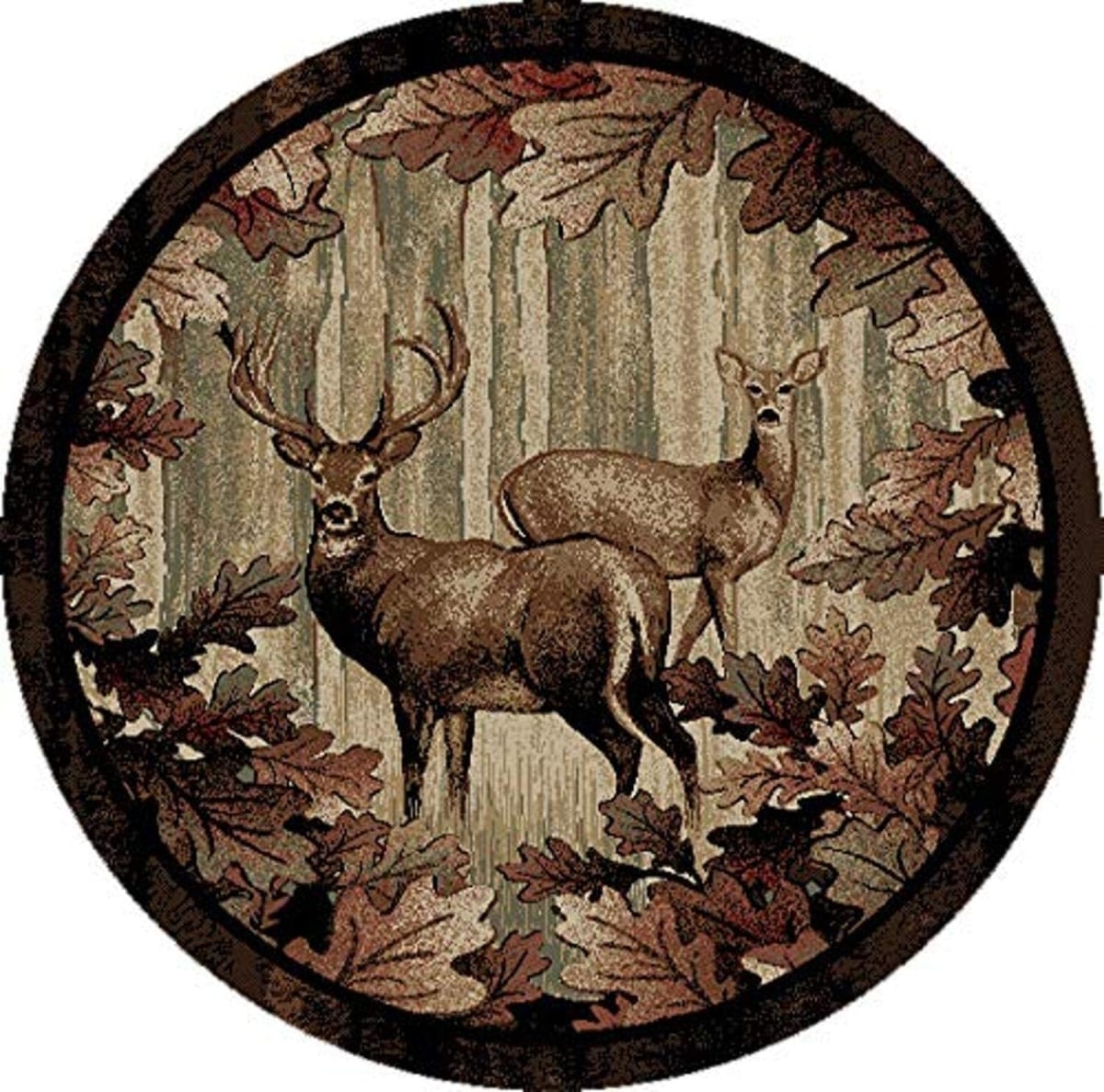 American Destination Whitetail Woods Area Rug - Multi Color - 7 ft. 10 in. x 7 ft. 10 in. Round