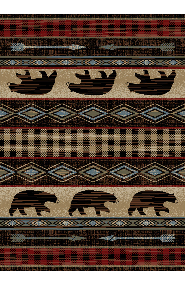 LK2020 2X8 2 ft. 3 in. x 7 ft. 7 in. Lodge King Bear Down Area Rug, Red