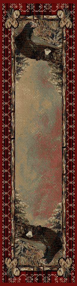 LK7650 2X8 2 ft. 3 in. x 7 ft. 7 in. Lodge King Lazy Bear Area Rug, Red