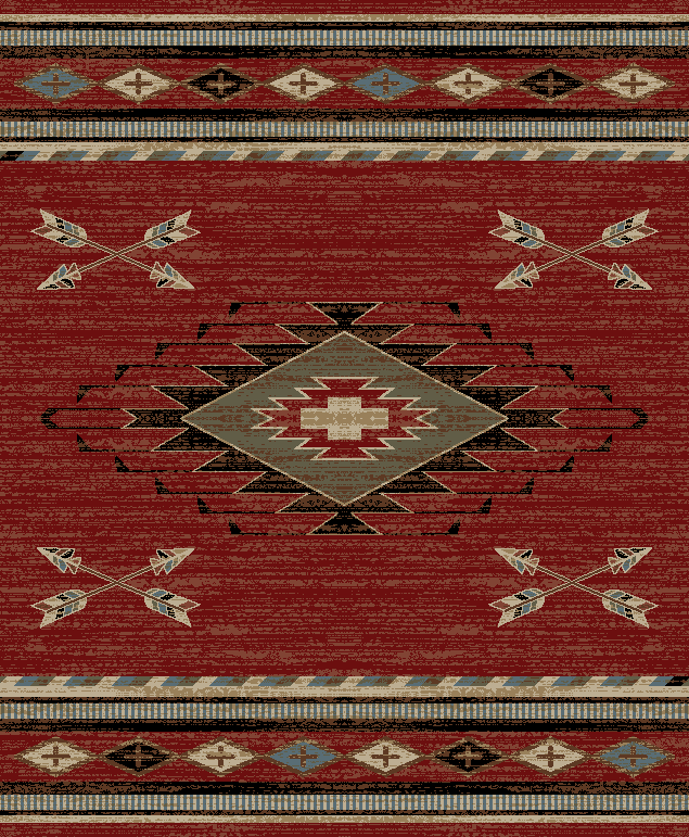 5 ft. 3 in. x 7 ft. 3 in. American Destination Arrowhead Area Rug, Red