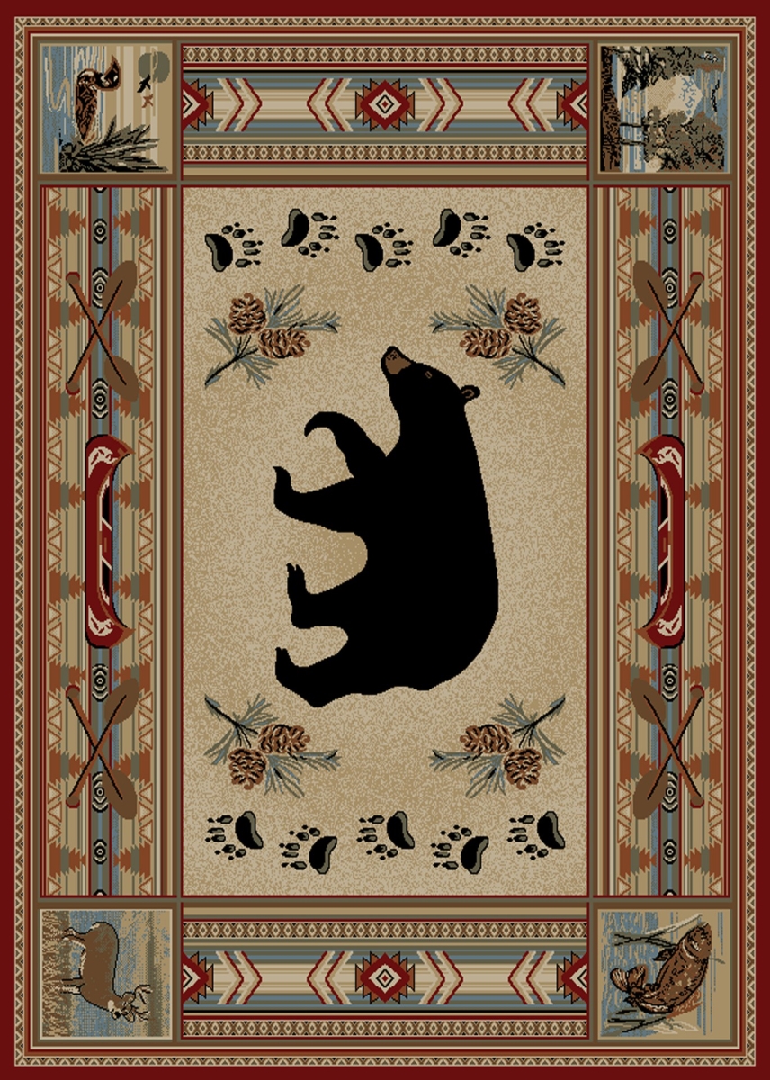 5 ft. 3 in. x 7 ft. 3 in. Hearthside Woodlands Bear Area Rug, Red