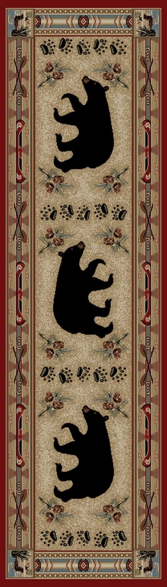 2 ft. 3 in. x 7 ft. 7 in. Hearthside Woodlands Bear Area Rug, Red