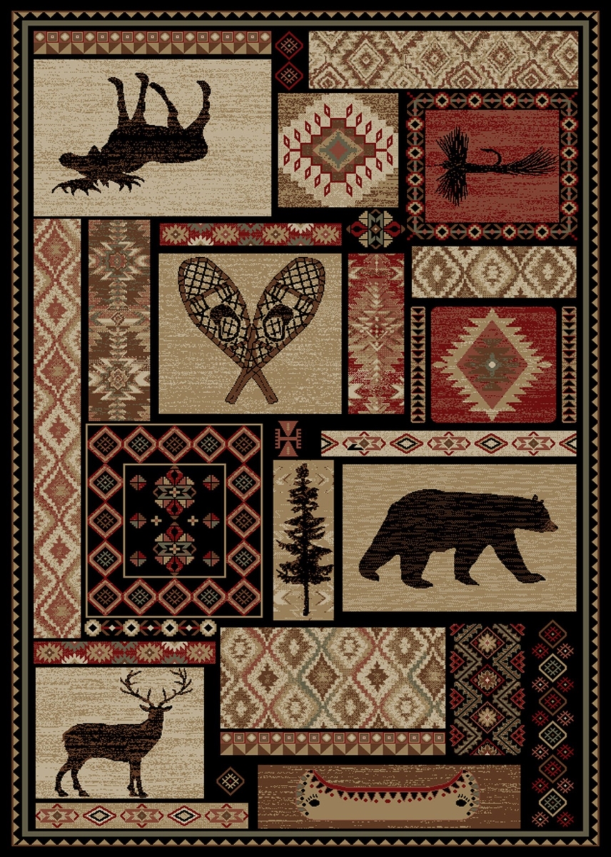 5 ft. 3 in. x 7 ft. 7 in. Lodge King Patchwork Area Rug, Multi Color