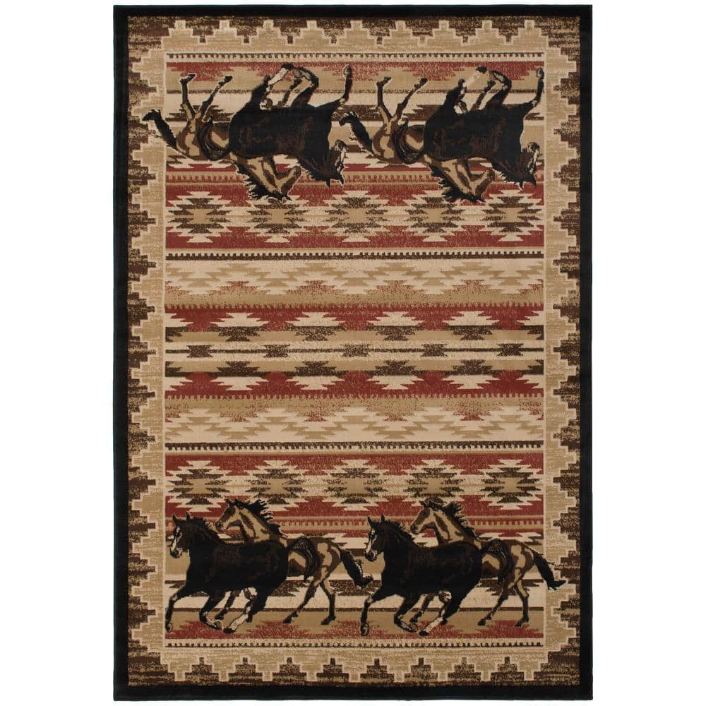 Lodge King Untamed Rectangle Area Rug - Black - 5 x 8 in.