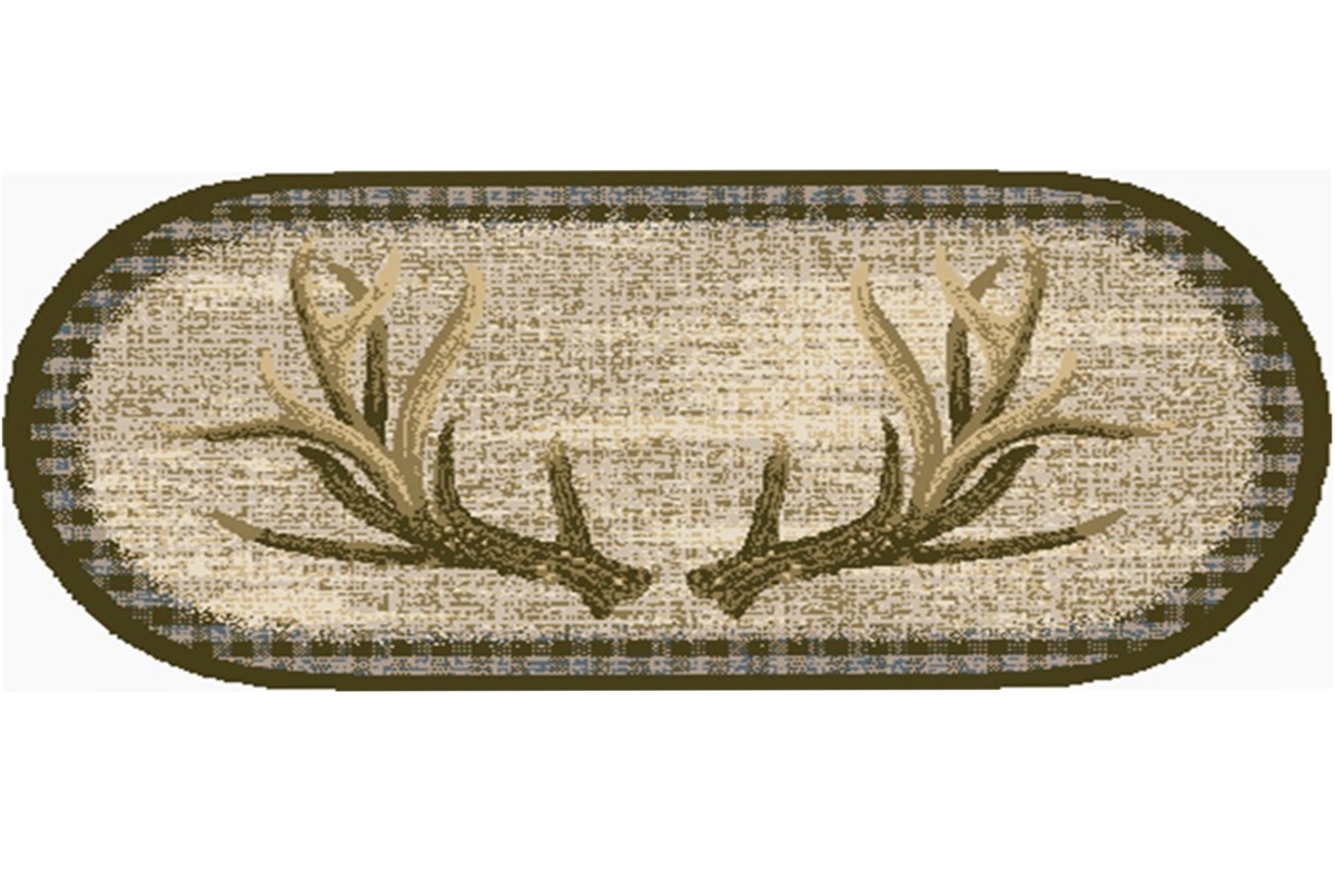 20 x 44 in. Cozy Cabin Trophy Rack Printed Nylon Kitchen Mat & Rug, Brown