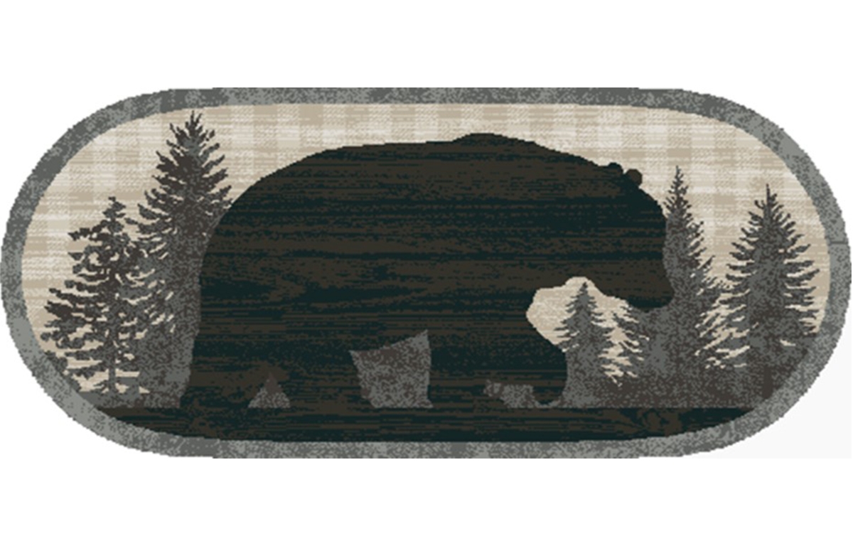 Picture of Mayberry Rug CC10515 20X44 20 x 44 in. Cozy Cabin Papa Bear Printed Nylon Kitchen Mat & Rug&#44; Gray