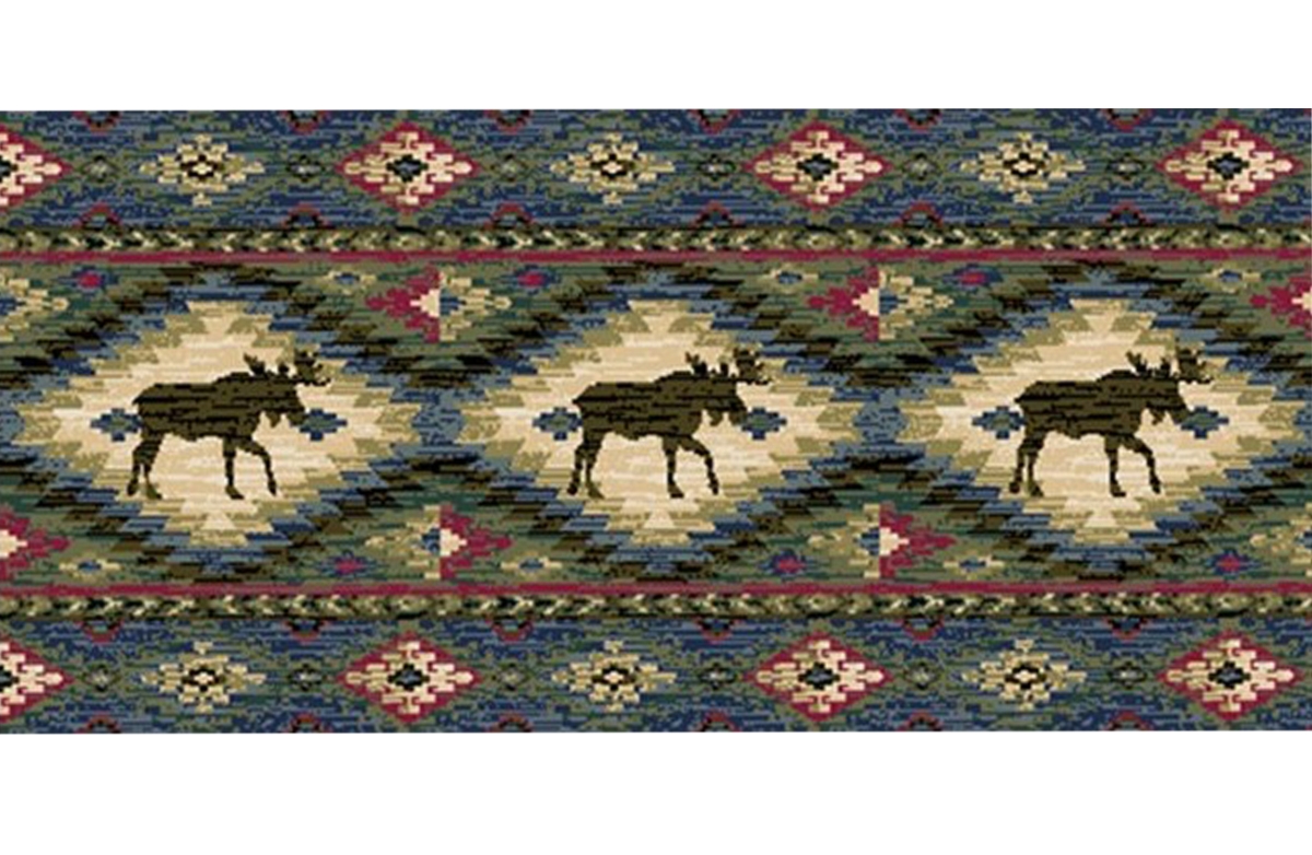 Picture of Mayberry Rug CC10519 20X44 20 x 44 in. Cozy Cabin Yukon Printed Nylon Kitchen Mat & Rug&#44; Blue