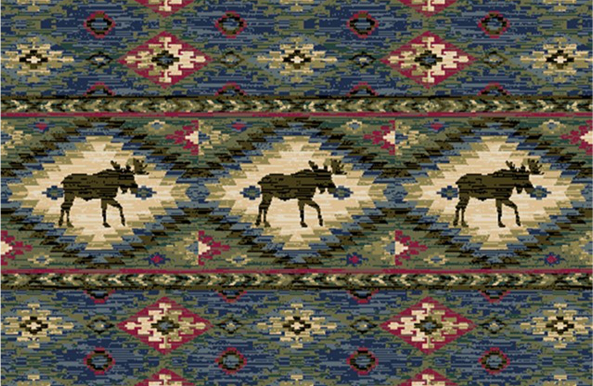 Picture of Mayberry Rug CC10519 30X46 30 x 46 in. Cozy Cabin Yukon Printed Nylon Kitchen Mat & Rug&#44; Blue