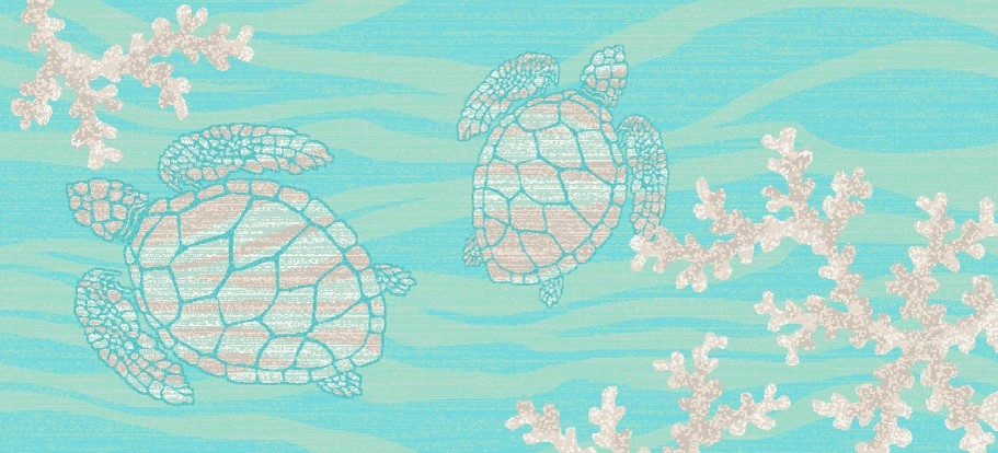 20 x 44 in. Seaside Turtle Area Rug - Coral