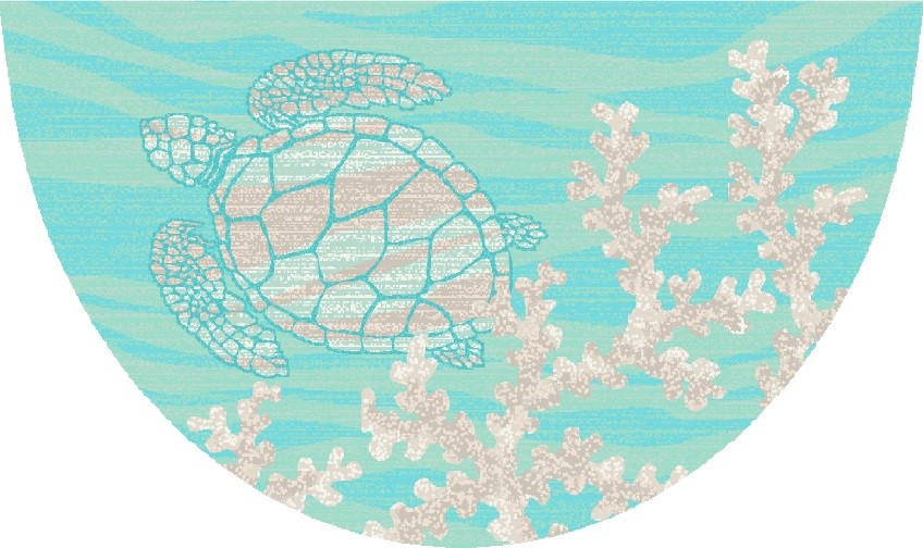19 x 31 in. Seaside Turtle Area Rug, Coral