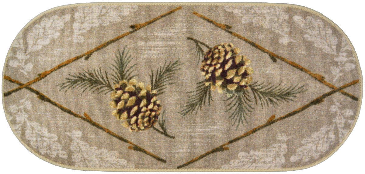 Picture of Mayberry Rug CC20671 20X44 20 x 44 in. Oval Cozy Cabin Country Charm Printed Nylon Kitchen Mat & Rug&#44; Gray