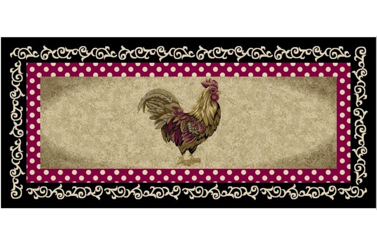 20 x 44 in. Cozy Cabin Free Range Printed Nylon Kitchen Mat & Rug, Black