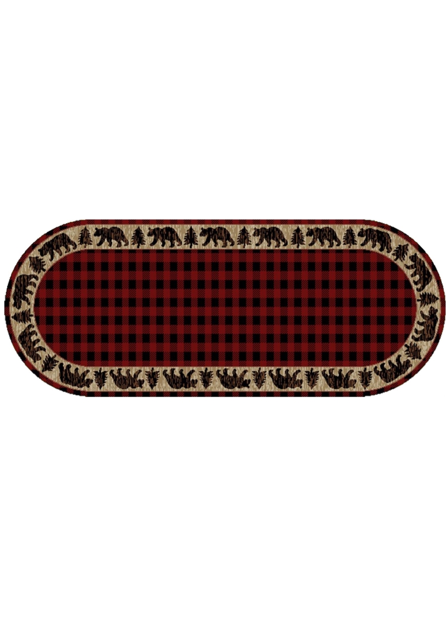 2 ft. 2 in. x 5 ft. 3 in. American Destination Trailing Edge Oval Rug, Red